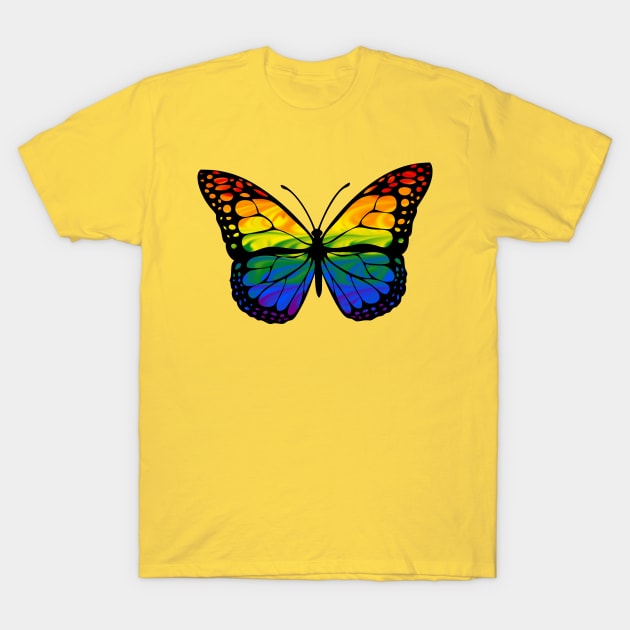 Rainbow Butterfly T-Shirt by TheQueerPotato